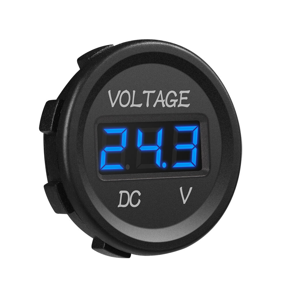 DC 12V 24V Voltmeter Blue Red Green LED Digital Display Car Waterproof