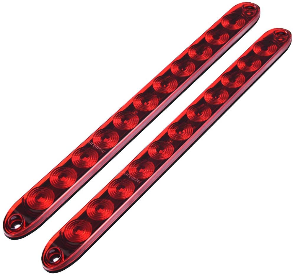 2Pcs 16'' 11x LEDs Red Trailer Marker Light Bar - Waterproof Sealed Park Turn Signal Tail Brake Stop Light for Truck Trailer