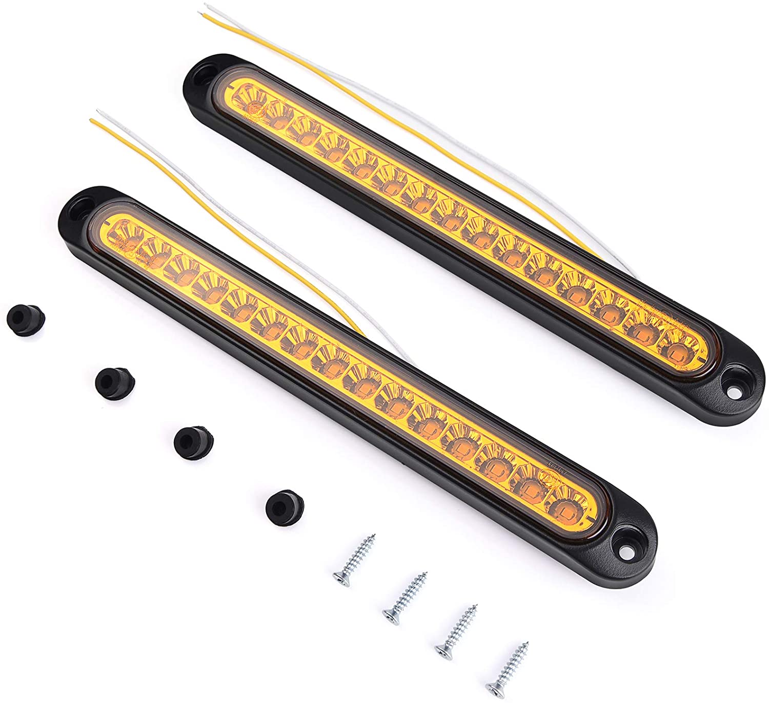 2Pcs 10'' 15x LEDs Trailer Identification Light Bar Strip, Truck Rear Marker Turn Signal Light, Tail Clearance Light