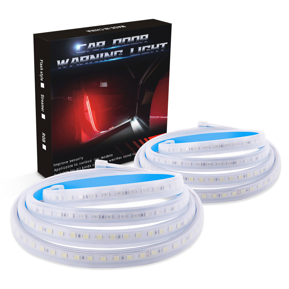 Car Door LED Strip Warning Lights, 12V Dual Color White & Red Car Door Lights Flash Safety Lights Anti Rear-end Collision