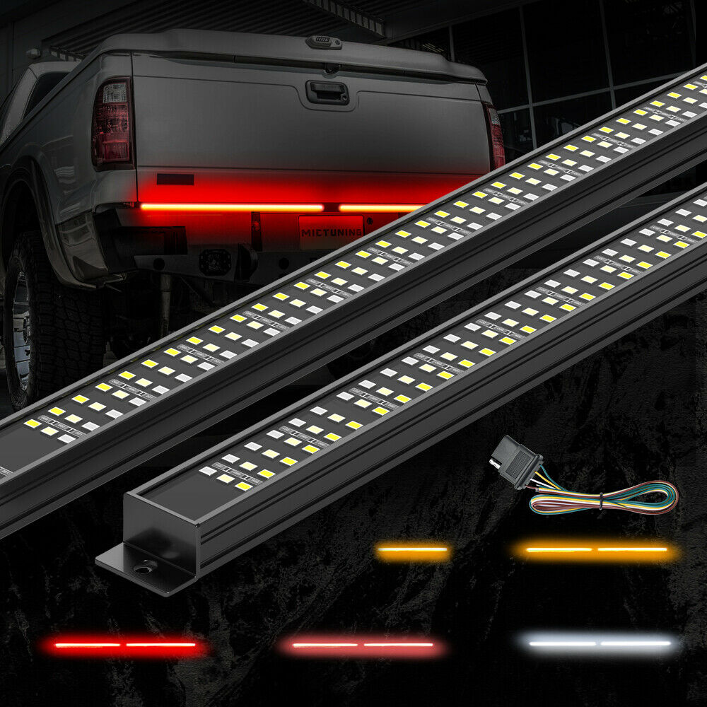 60" Aluminum Triple Tailgate Light Bar Strip Flow Amber Turn Signal