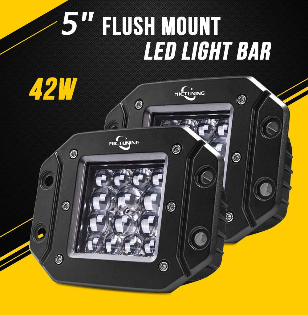 2PCS 5" Quad-Row LED Cubes, Flush Mount Pods Offroad Driving Lights - 3780LM Spot Light Bar for 4X4 UTV ATV Truck Marine Boat