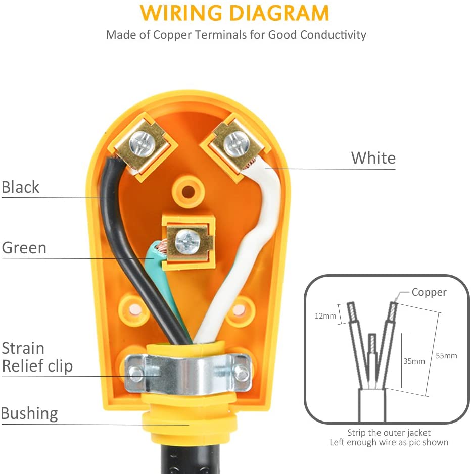 125V 30Amp Heavy Duty RV Female Replacement Receptacle Plug with Ergonomic Handle