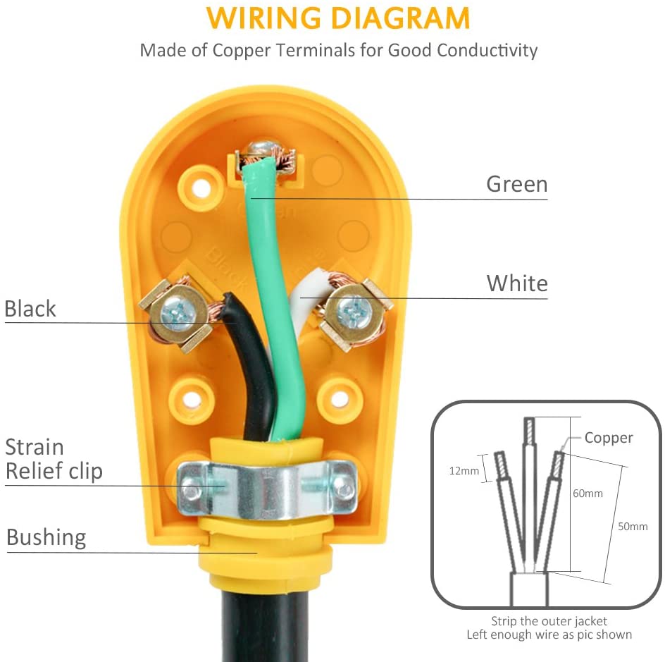 125V 30Amp Heavy Duty Male Plug RV Replacement with Ergonomic Handle