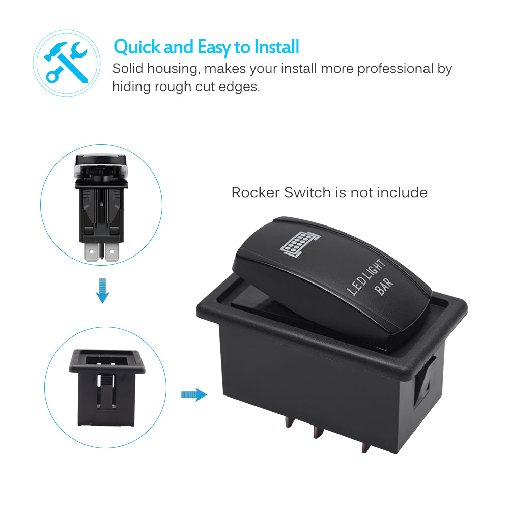 Rocker Switch Panel Holder Housing Kit with Jumper Wire for 5 PIN ON/Off Rocker Switch - Set of 4