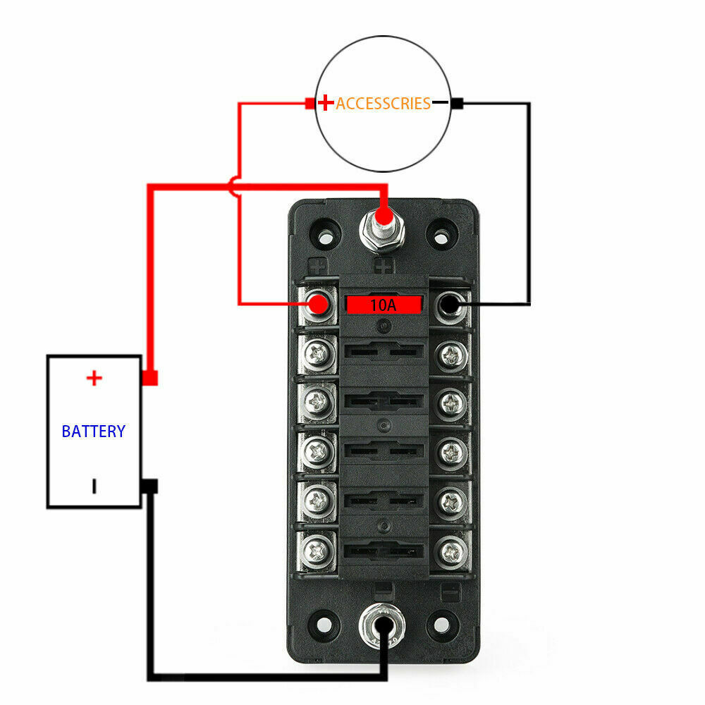 32V 6-Way Blade Fuse Block ATC ATO Auto Fuse Holder Cover for ATV UTV RV Truck