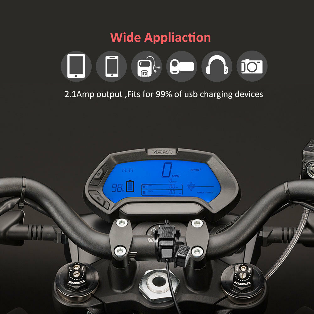 2.1A Motorcycle SAE to USB Charger Adapter Quick Disconnect For iPhone iPad GPS