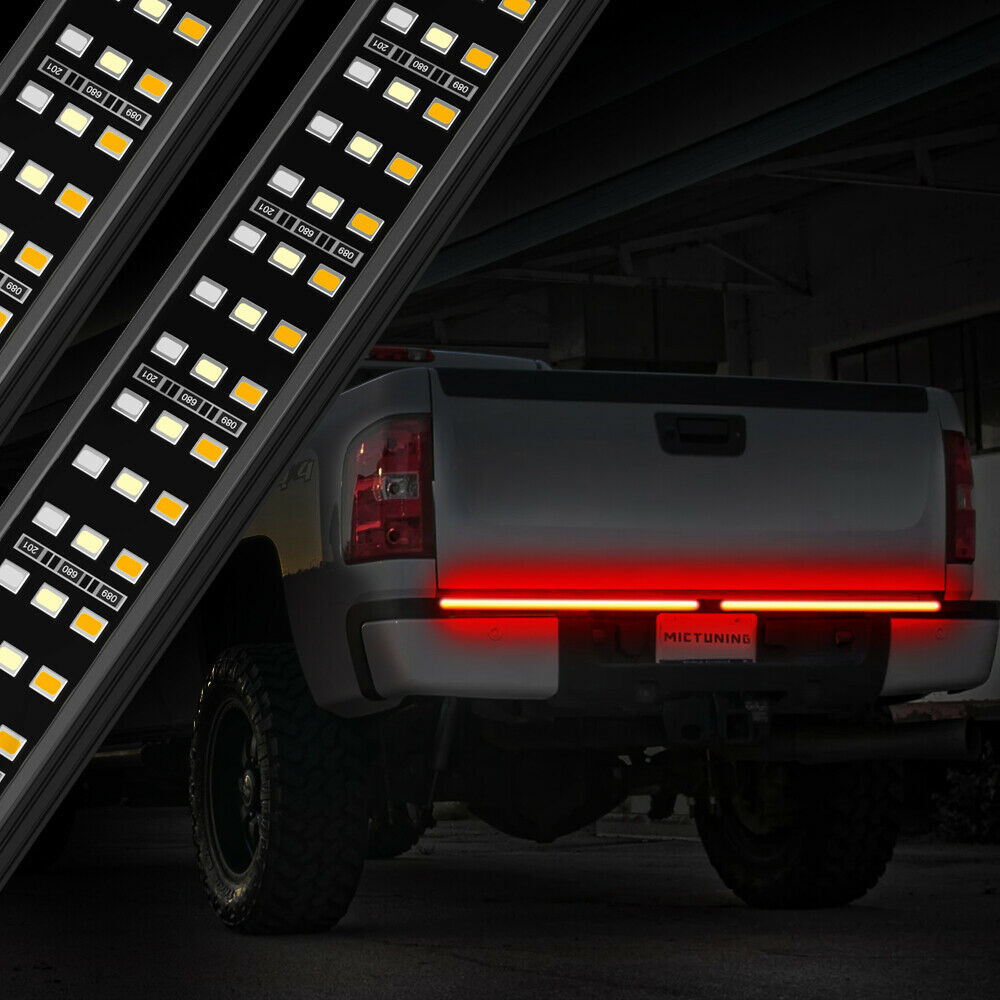 60" Aluminum Triple Tailgate Light Bar Strip Flow Amber Turn Signal