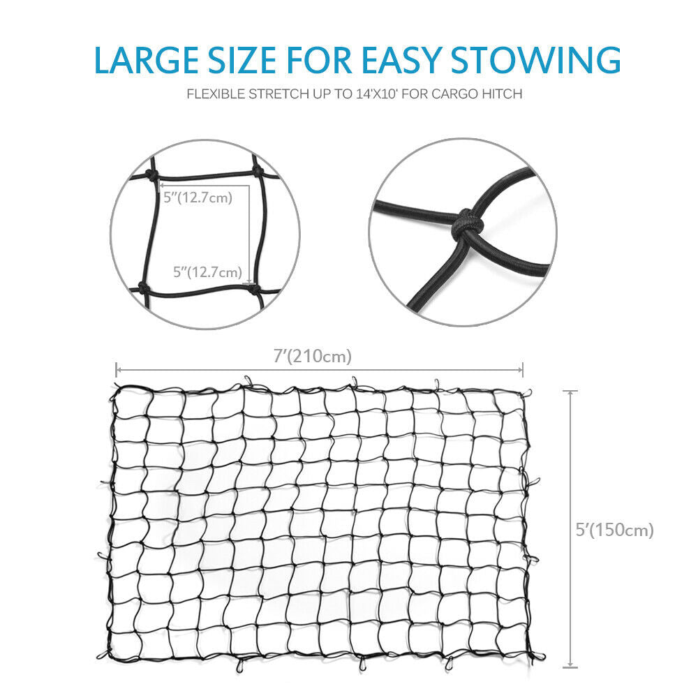 Truck Bungee Cargo Net Universal Heavy Duty Luggage Mesh Van Stretch to 14x10FT