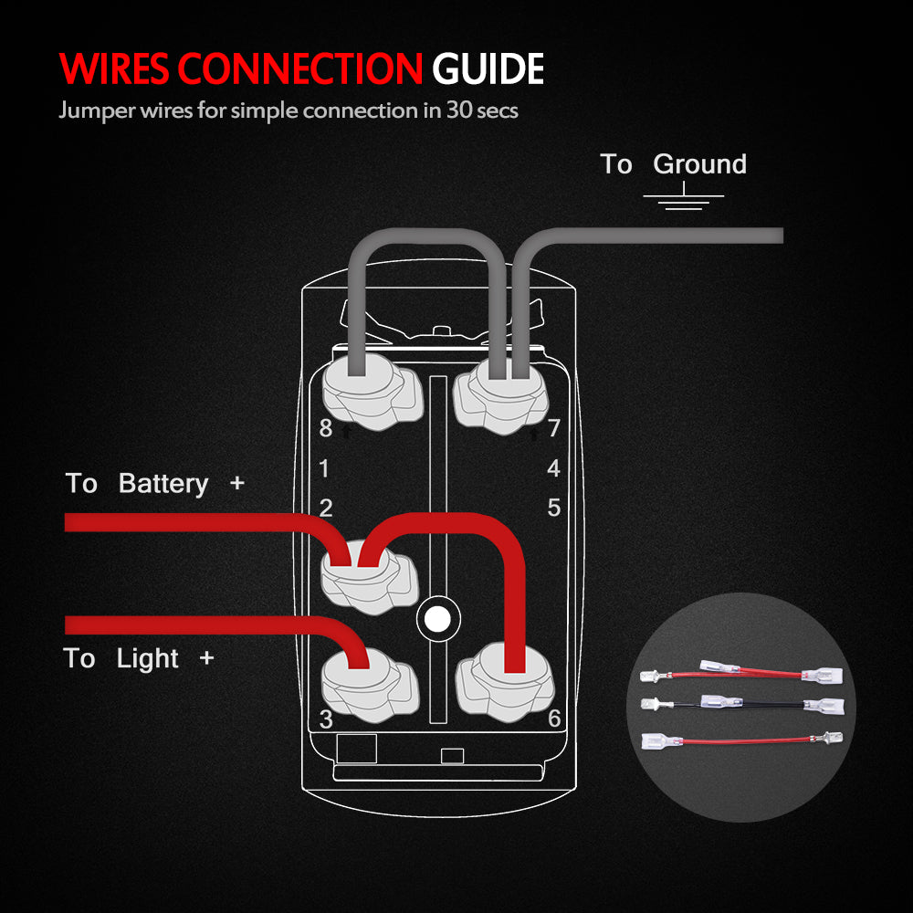 5 Pin WHIP LIGHT Blue Lights Rocker Switch, On-Off LED Light, 20A 12V