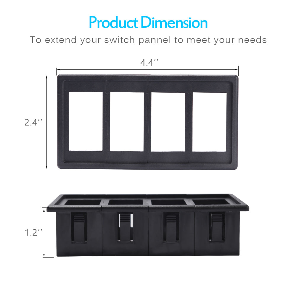 Rocker Switch Panel Holder Housing Kit with Jumper Wire for 5 PIN ON/Off Rocker Switch - Set of 4