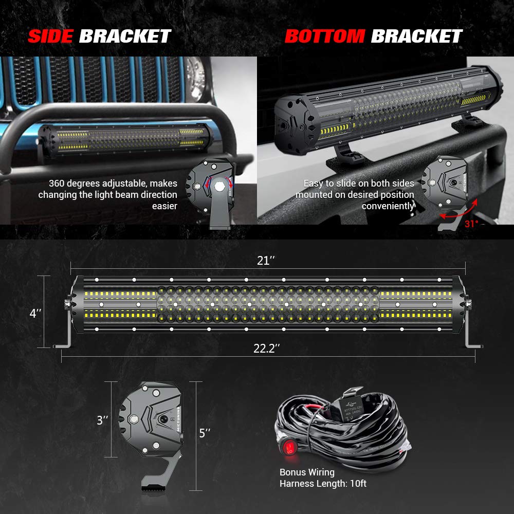 M2 22 Inch LED Light Bar 180w Quad Row Off Road Lights 12680lm