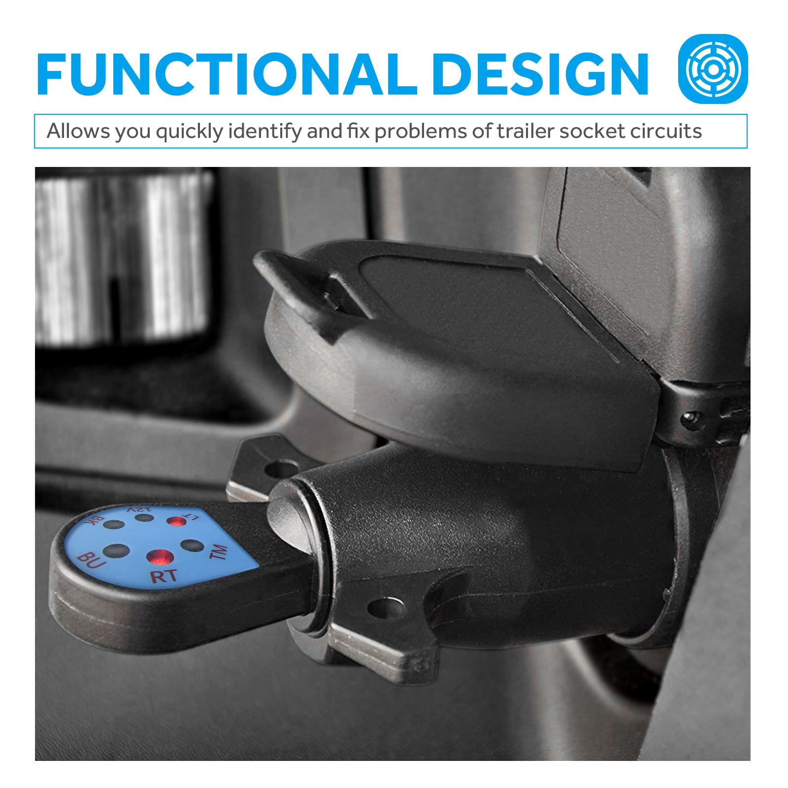 7 Way Blade Trailer Connector Tester with Red LEDs