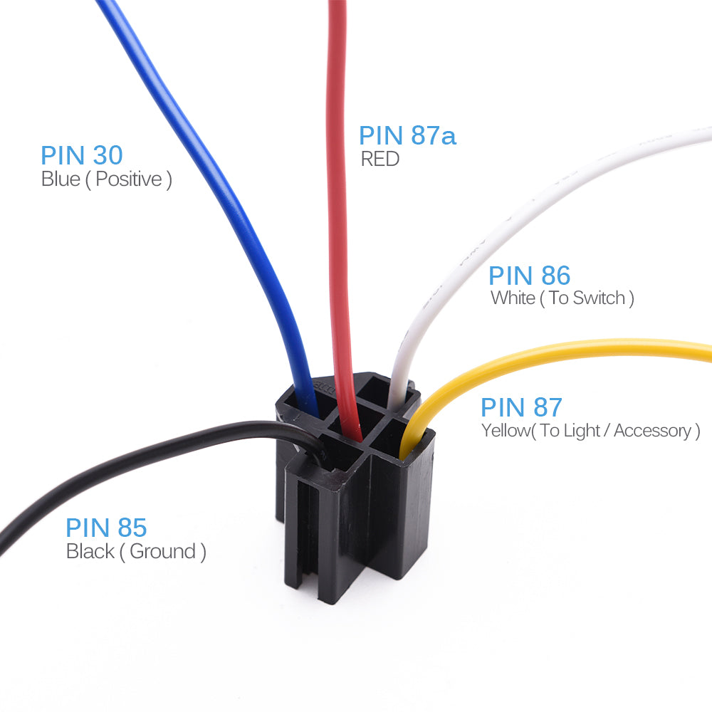 12V 30/40A Car Relay Harness Socket 5-PIN SPDT Relays - 5 pack