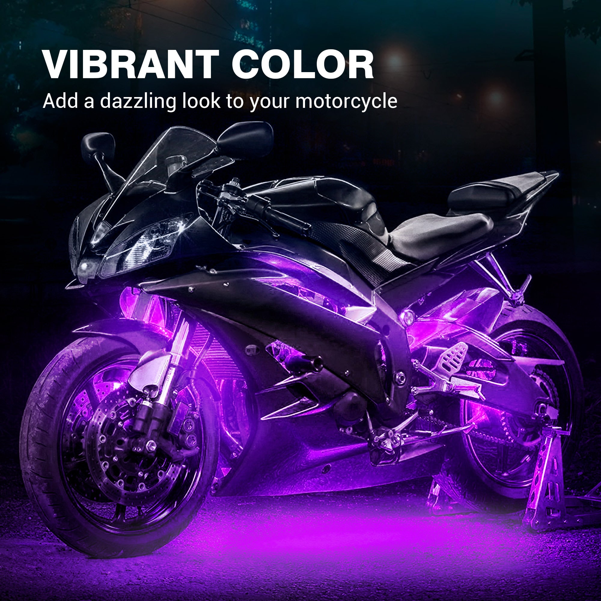 8pcs Motorcycle RGB LED Strip Lights Kit with Brake Light Function - Multi-Color Underglow LED Accent Glow Neon Lights Waterproof