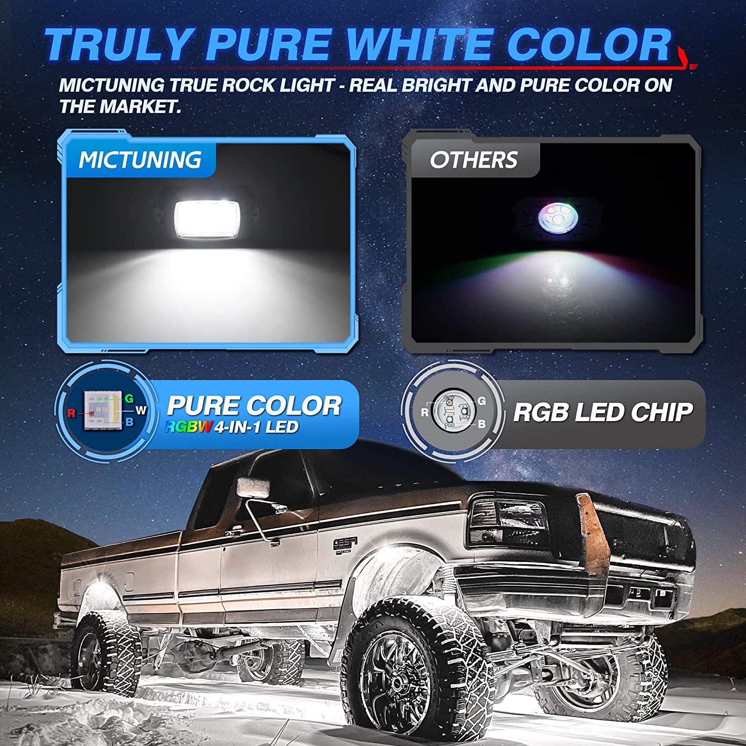 Q1 RGBW LED Rock Lights - 4-16 Pods  Neon LED Light Kit