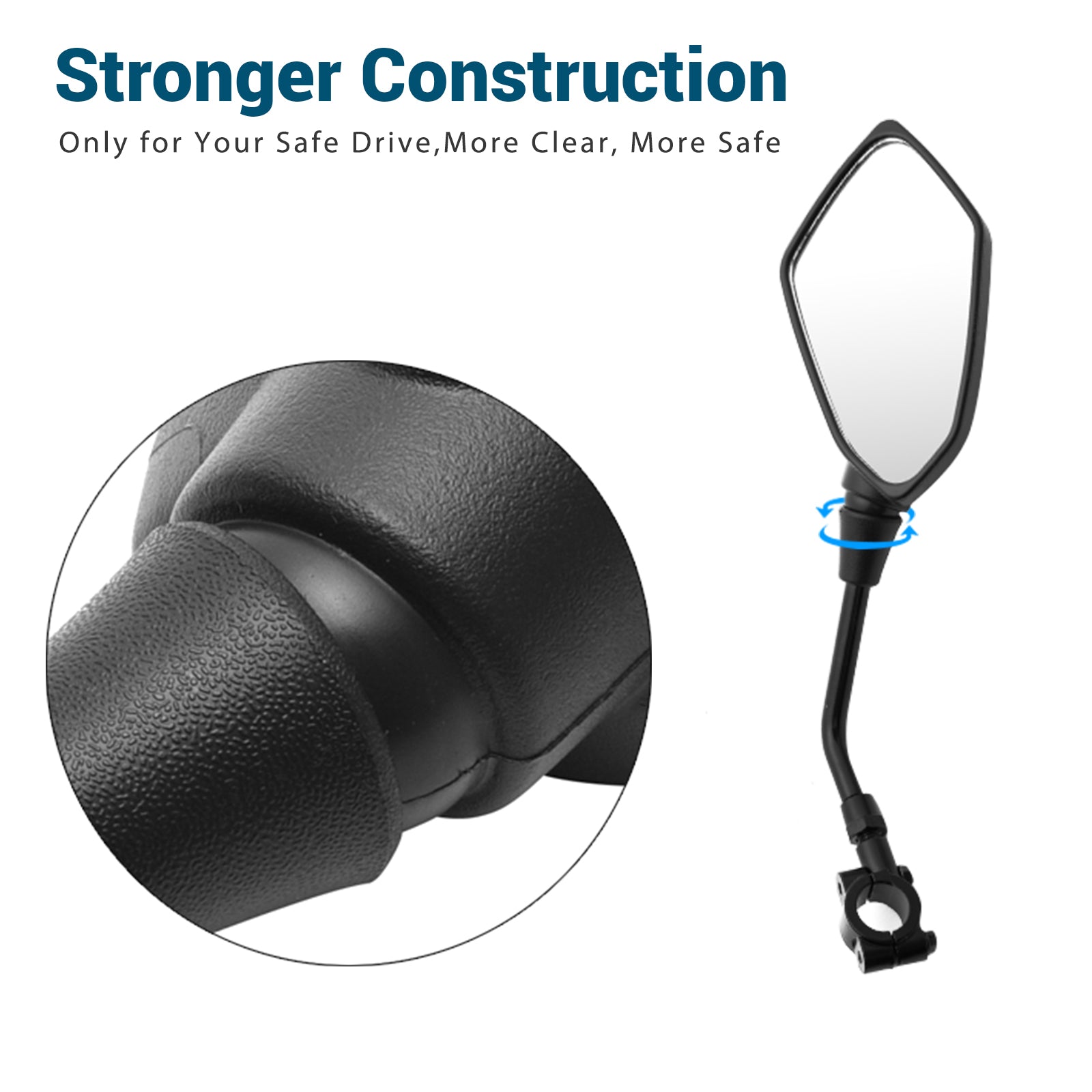 Hawk-eye Motorcycle Rearview Side Mirror with 10mm Bolt 7/8" Handlebar Clamp for Kawasaki Suzuki Honda Victory Chopper more