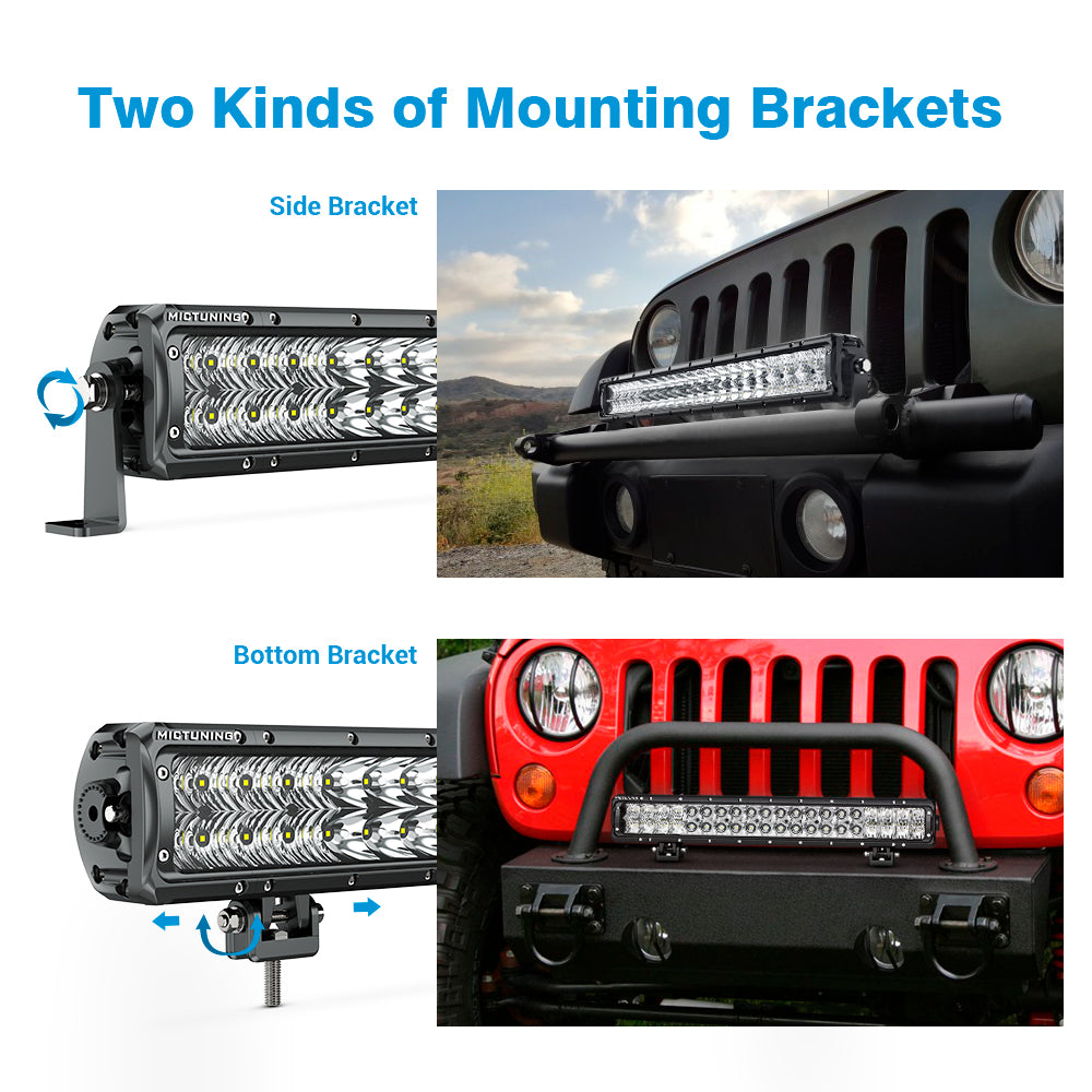 MICTUNING X-Explorer KL1 LED Light Bar - 22 Inch 120W Off Road Driving Light Combo Work Light with Wiring Harness| Side & Bottom Brackets