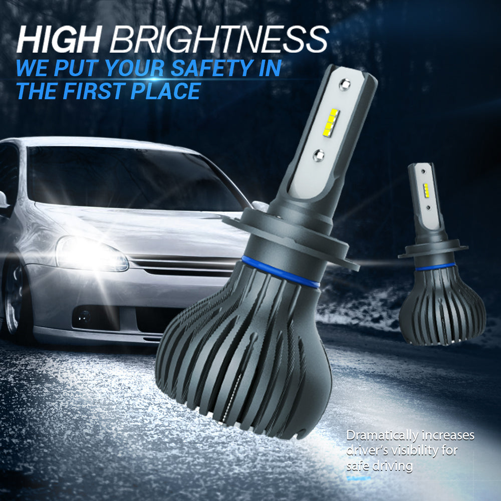 H7 LED Headlight Bulbs All-in-One Conversion Kit - 60W 6240LM LED Headlamp | 6500K Cool White | Plug-N-Play | Non-Polarity | HID