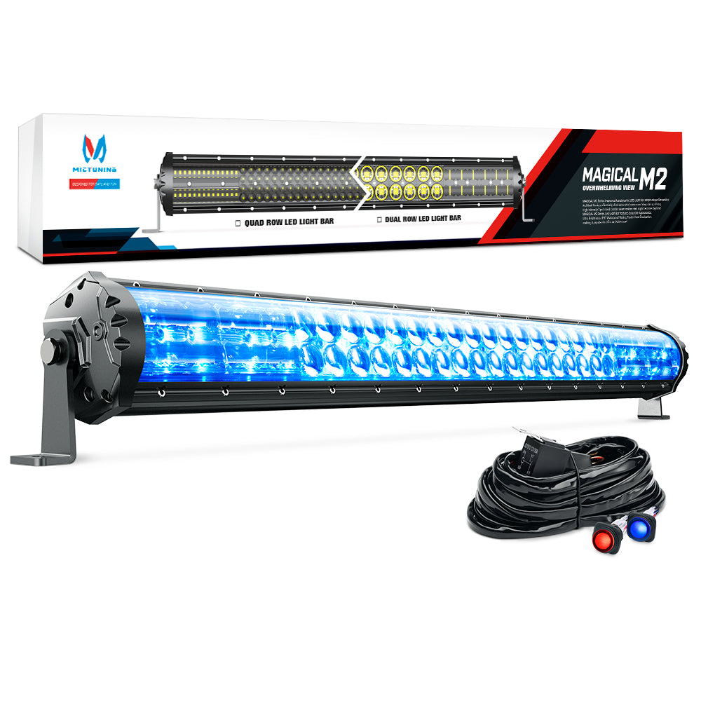 M2 42 Inch 240W LED Light Bar with Iceblue Marker Light Dual Row Driving Light--Blue Light