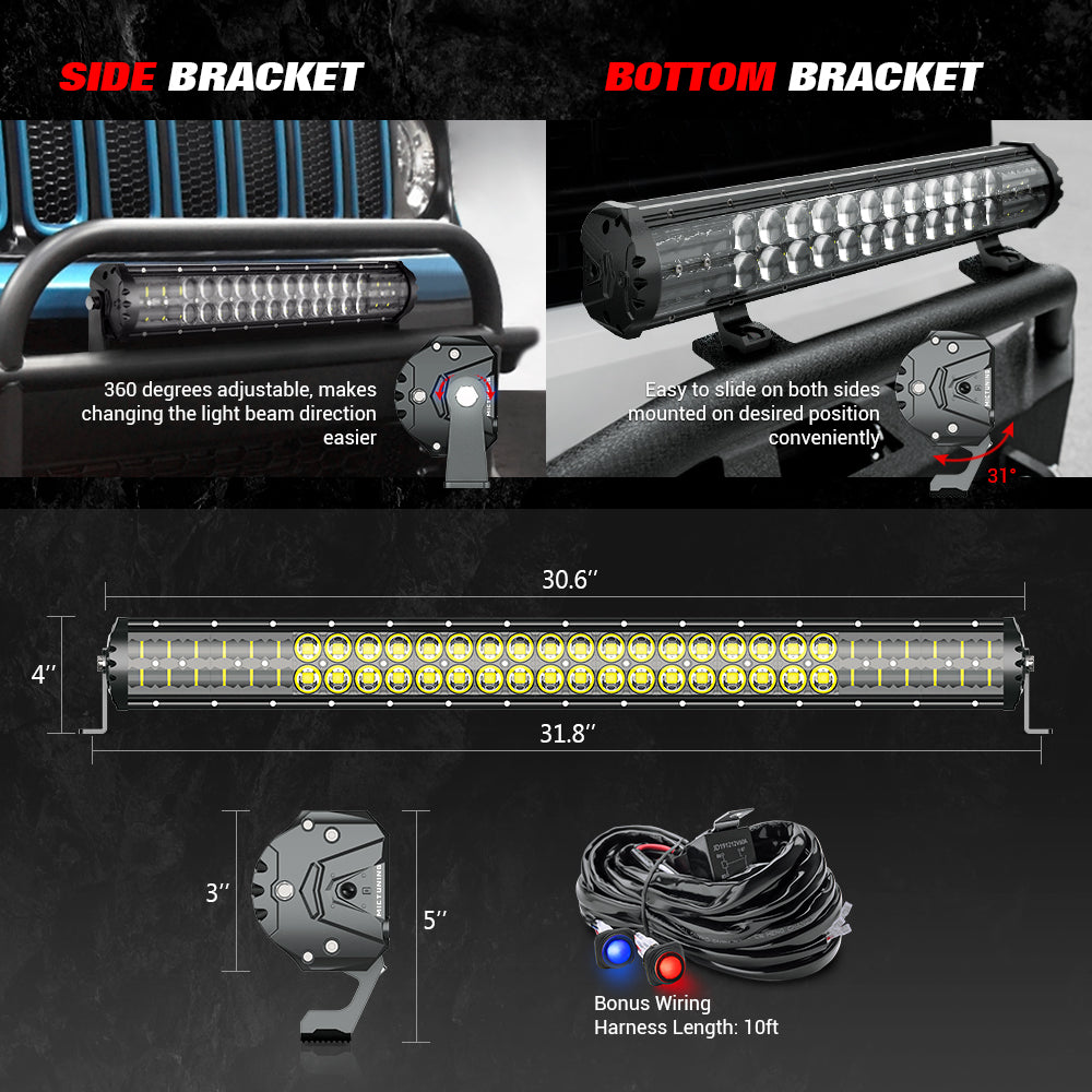 M2 42 Inch 240W LED Light Bar with Iceblue Marker Light Dual Row Driving Light--Blue Light