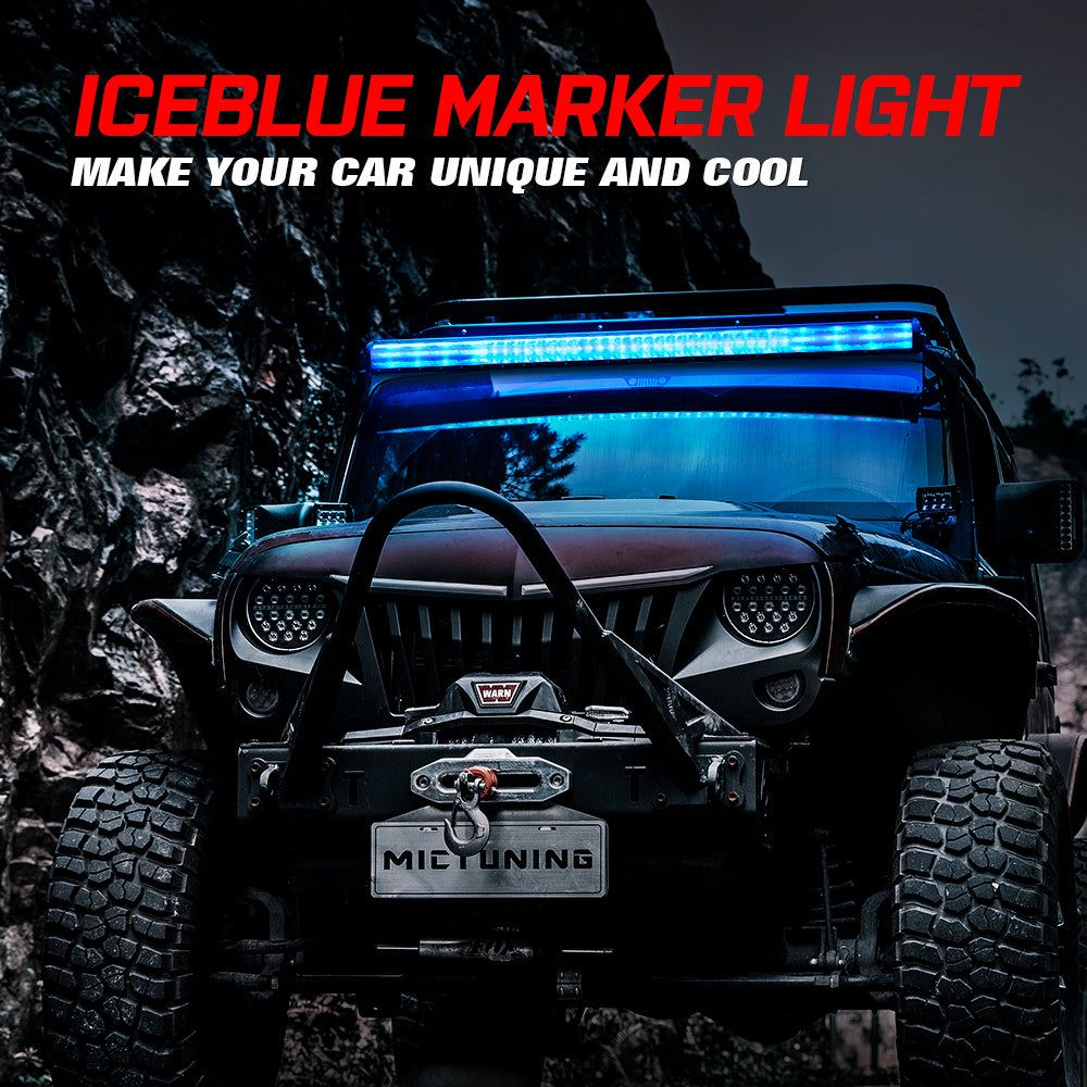 M2 42 Inch 240W LED Light Bar with Iceblue Marker Light Dual Row Driving Light--Blue Light