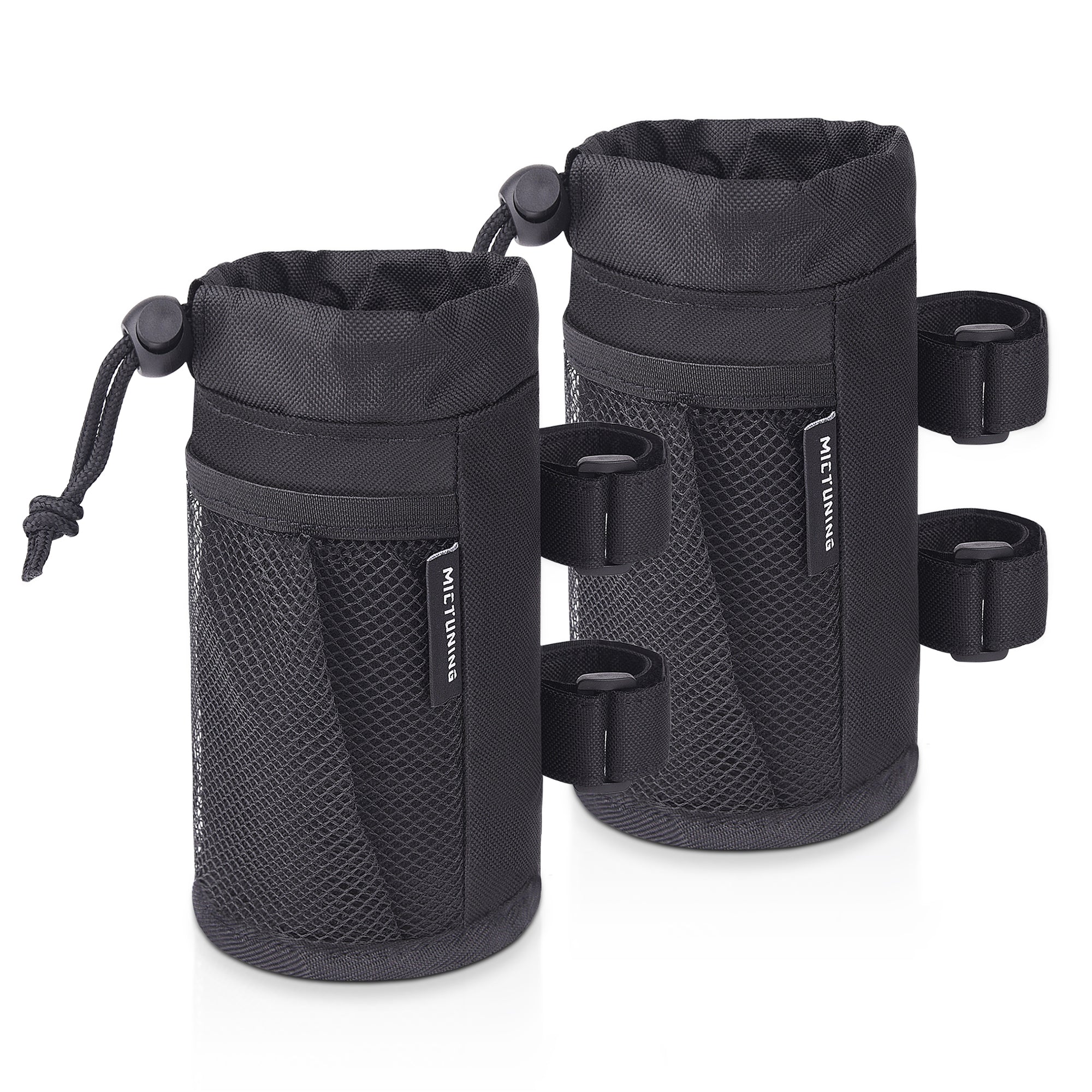 UTV Roll Bar Cup Holder, Bottle Holder with Thermal Insulation Layer, Mesh Pocket and Adjustable Straps