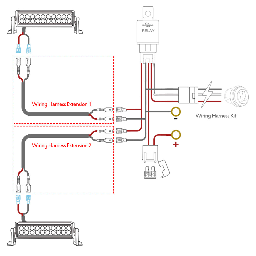 6.6ft 16AWG Extension Cables 16 Guage Wires for Off Road LED Work Light Bar Wiring Harness 2 Pack