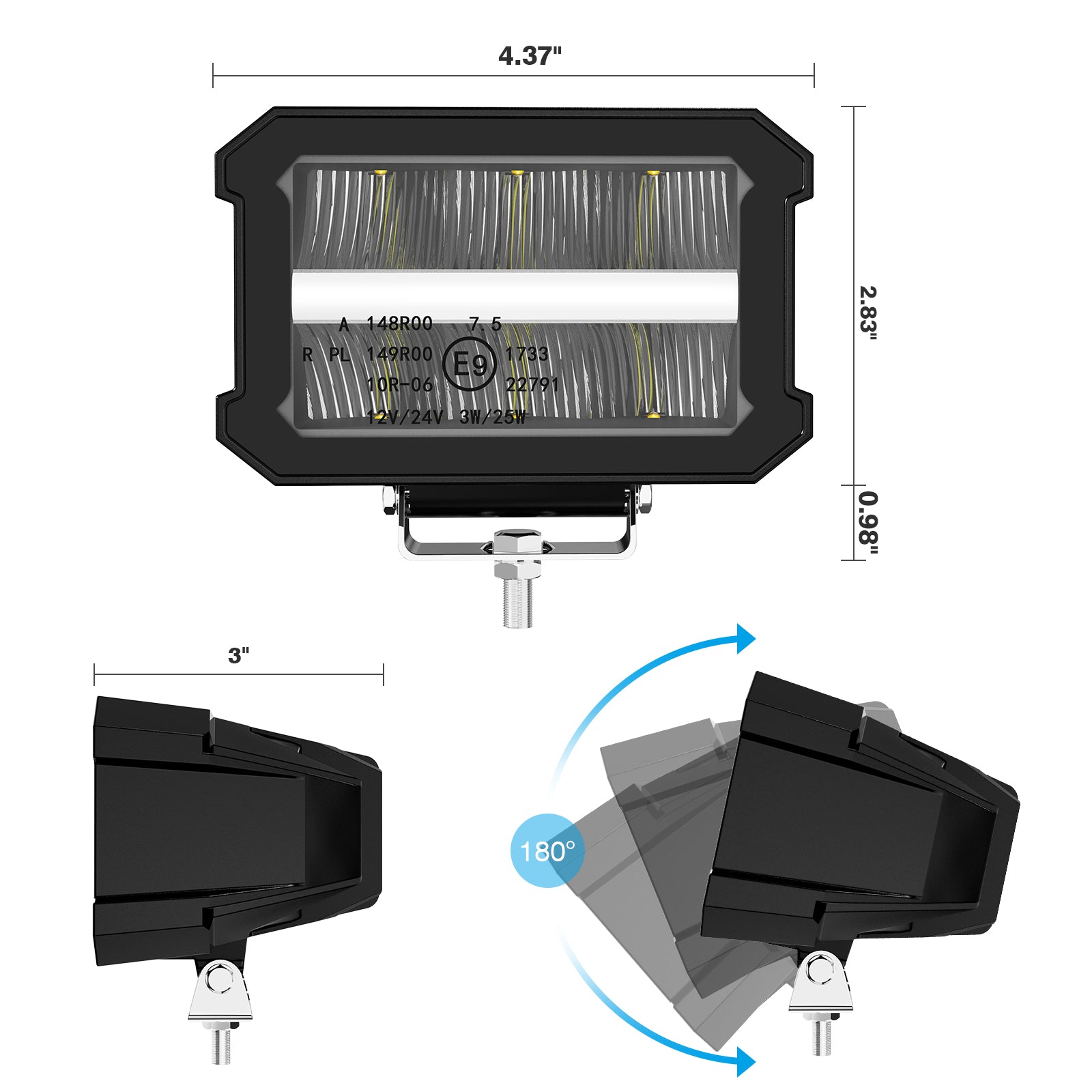 Bezel-Less LED Pods Light, 50W LED Driving Fog Light LED Work Light, IP67 Waterproof (2 PCS)