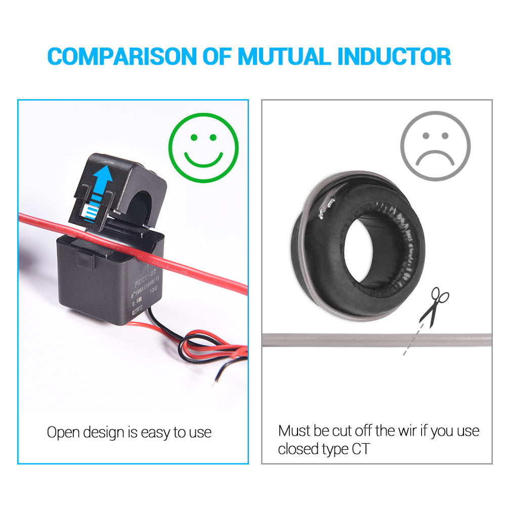 AC Digital Multimeter Ammeter Voltmeter with LCD Display 80-260V 100A Current Transformer for Home Appliances