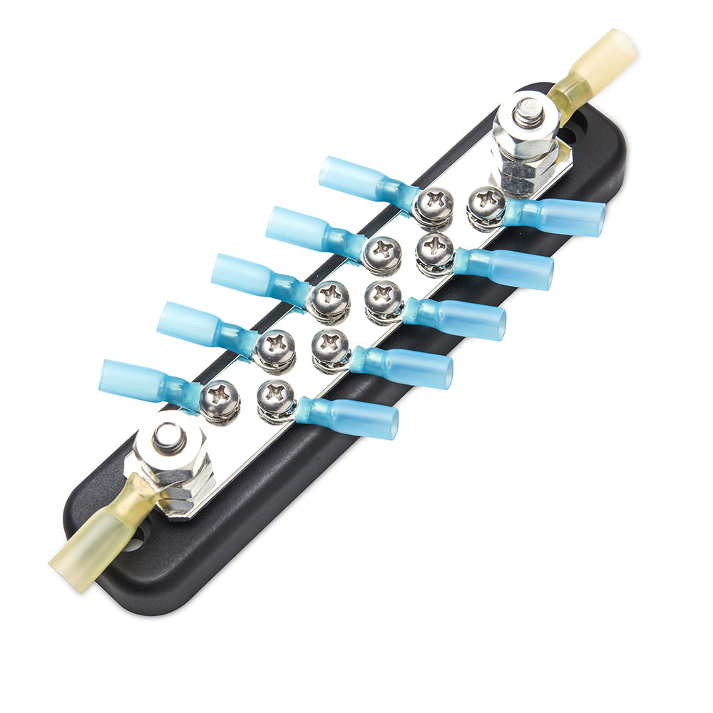 10 Terminal Bus Bar Kit - 600V Bus Bar Ground Distribution Block w/ 10 Screws + 2 Studs + 12 Heat Shrink Rings Terminals