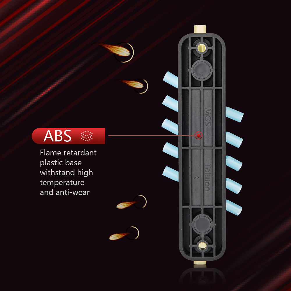 10 Terminal Bus Bar Kit - 600V Bus Bar Ground Distribution Block w/ 10 Screws + 2 Studs + 12 Heat Shrink Rings Terminals