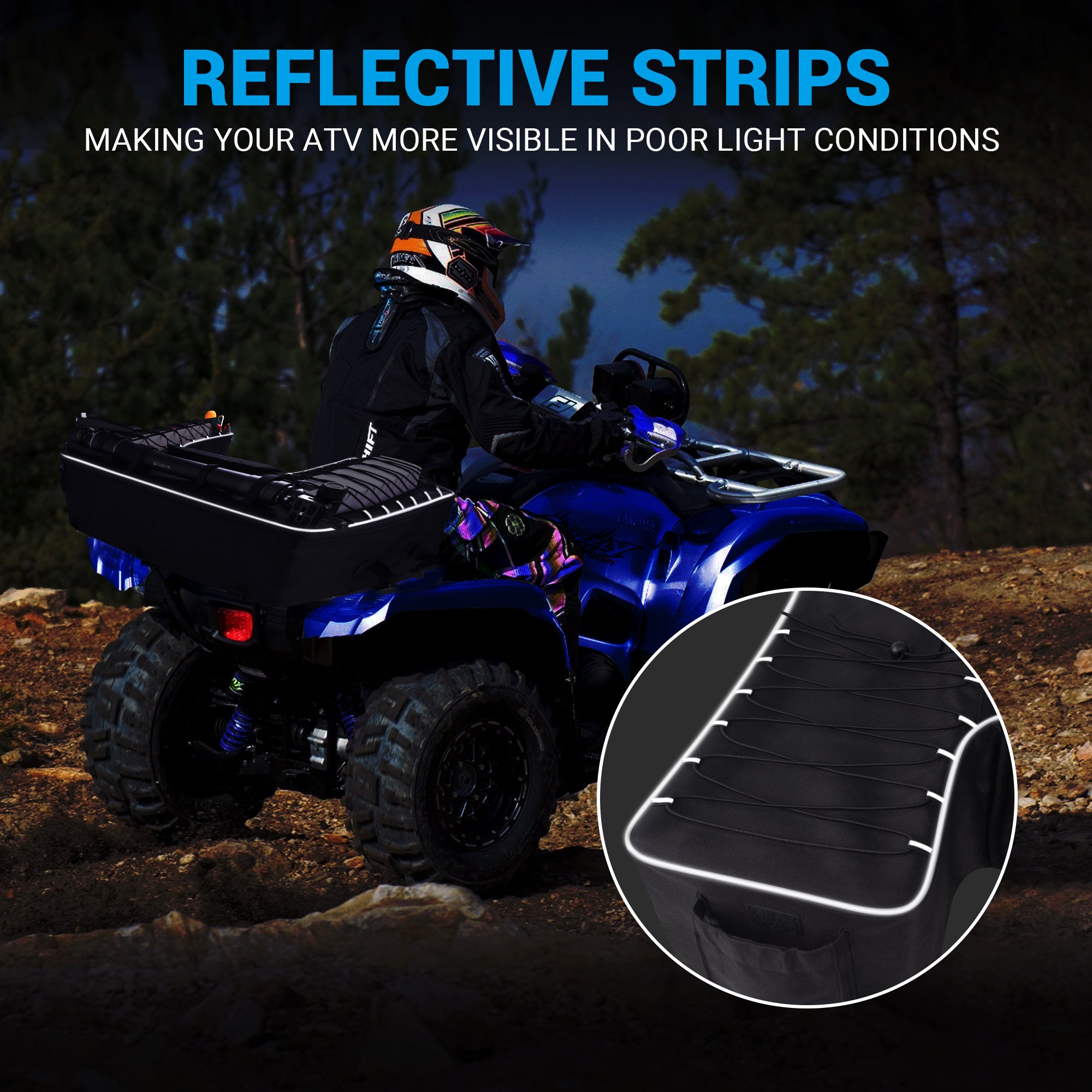 ATV Seat Bag ATV Storage Cargo Rear Bags Waterproof Zipper