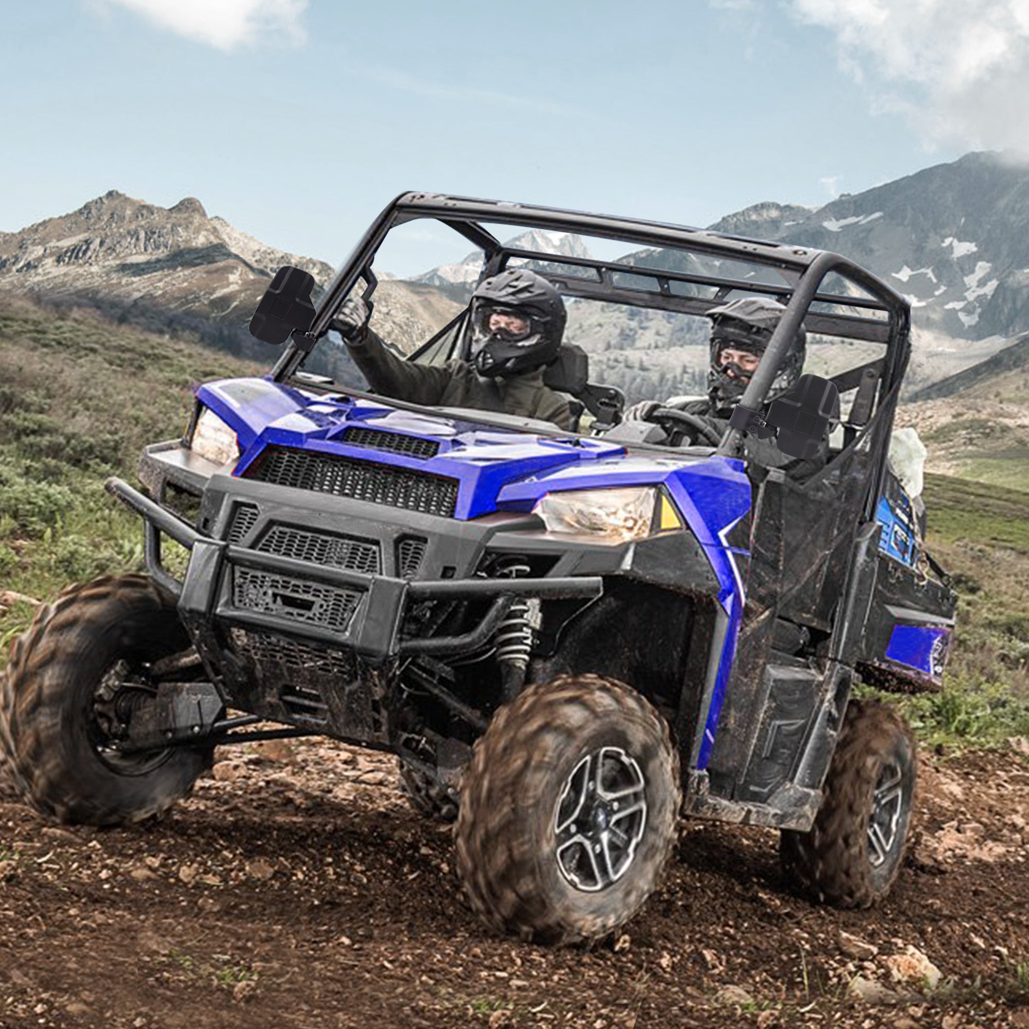 UTV Side Mirrors - Adjustable Break-away Rear View Convex Mirror with Splash-proof Lens fits Polaris Ranger Can-Am Defender