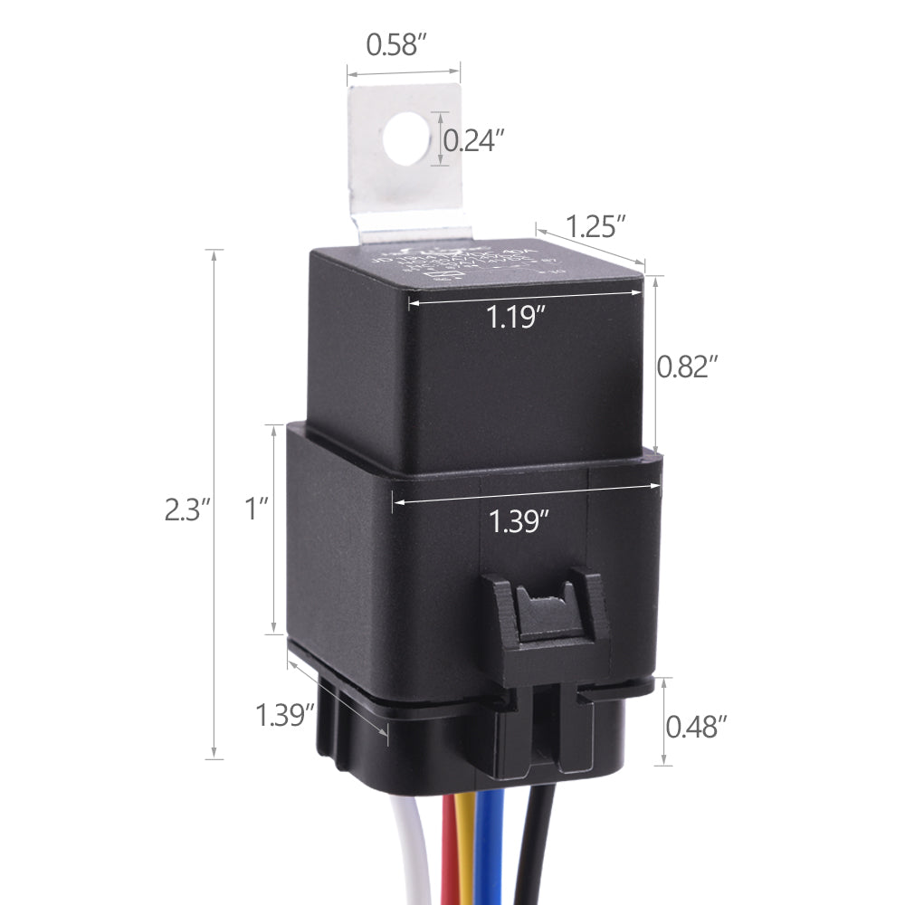 40/30 Amp Waterproof Relay Harness Set - 12V 5-PIN SPDT Bosch Style Automotive Relay with Heavy Duty 16AWG 14AWG Pre-wired Harness (5 pack)