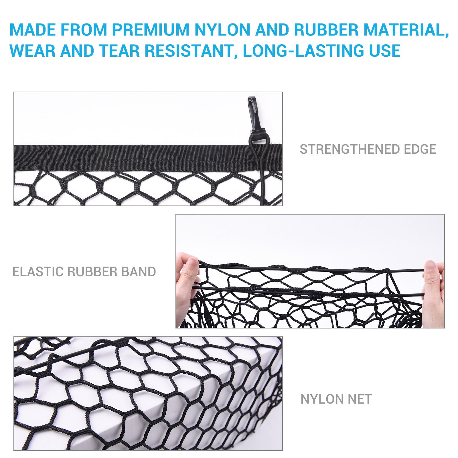 Truck Bed Cargo Net, Envelope Style Storage Elastic Mesh Net Organizer with Hooks Compatible for Chevrolet Silverado 2013-2021