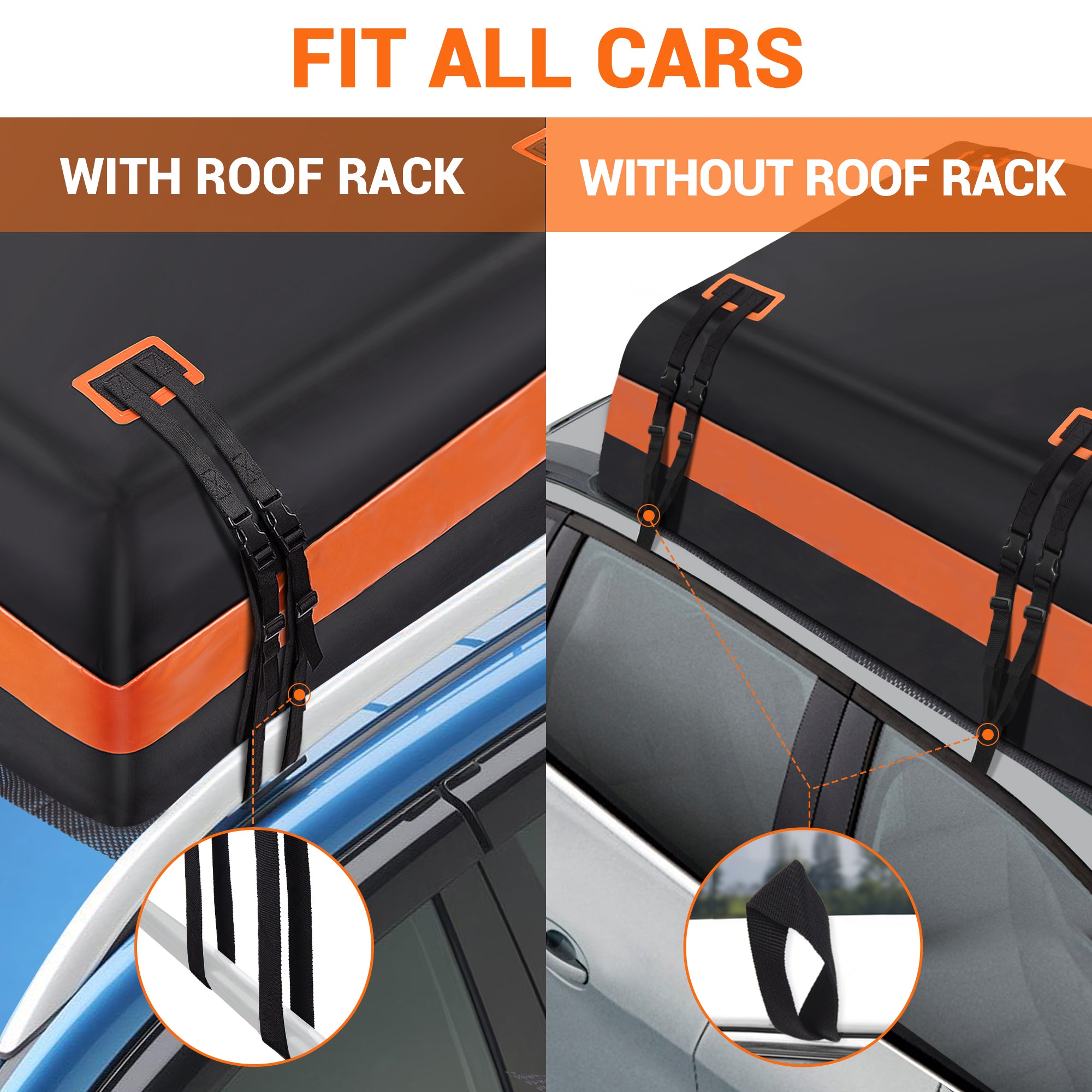 Car Rooftop Bag Cargo Carrier, 21 Cubic Feet 100% Waterproof Rooftop Luggage Bag with Anti-Slip Mat, 4 Door Hooks,  Combination Lock