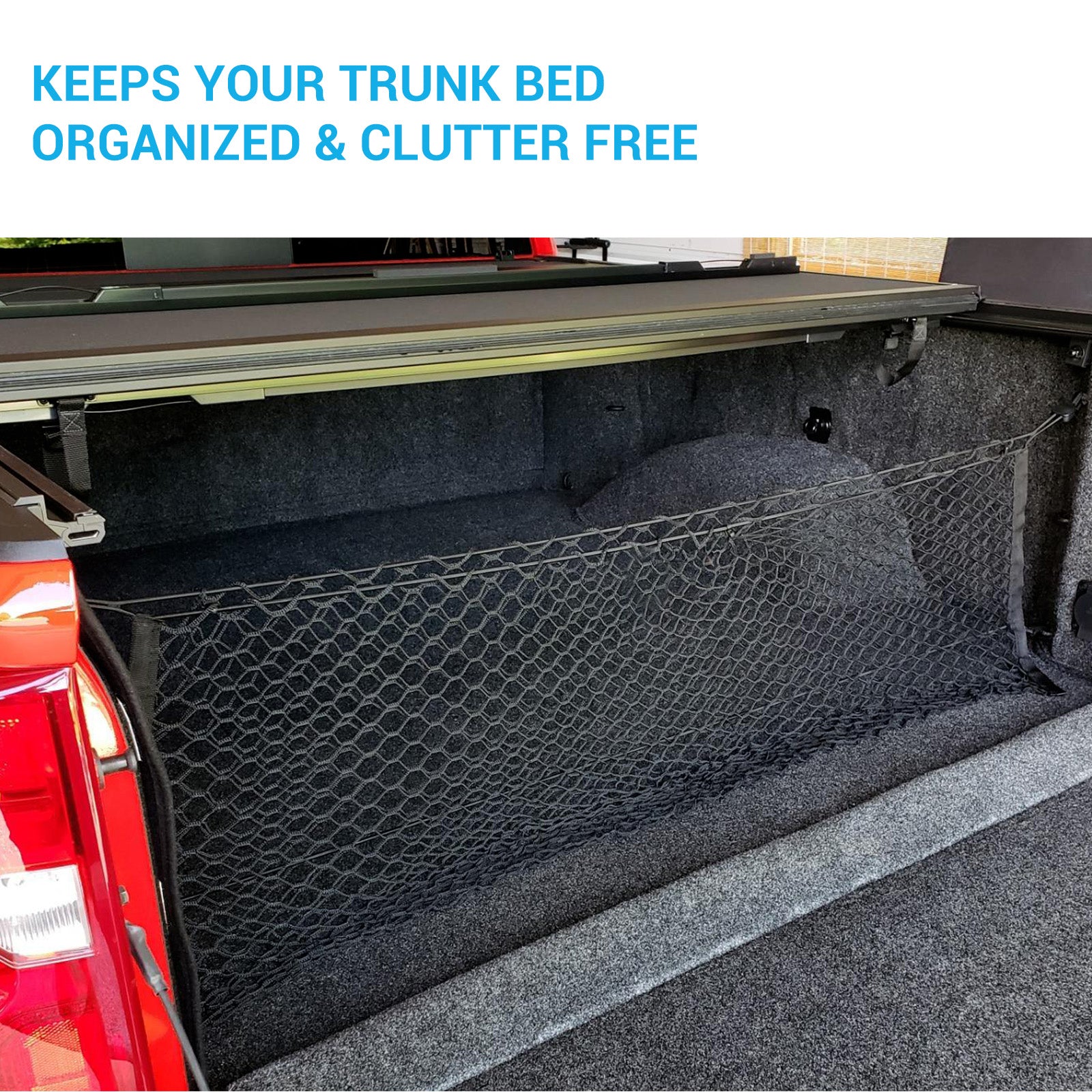 Truck Bed Cargo Net, Envelope Style Storage Elastic Mesh Net Organizer with Hooks Compatible for Chevrolet Silverado 2013-2021