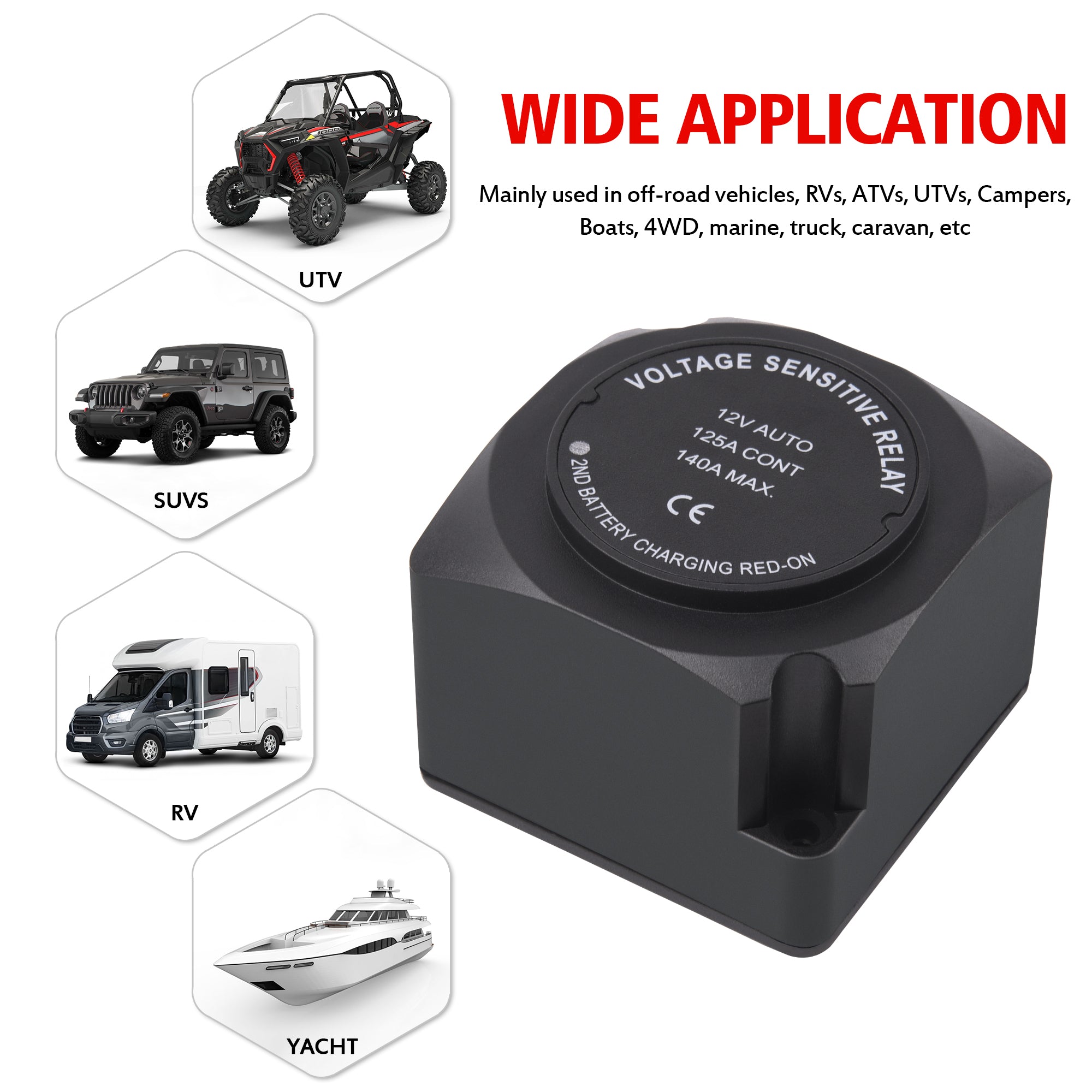 12V 140 Amp Dual Battery Isolator - Voltage Sensitive Relay VSR Double Automatic Battery Charging Relays