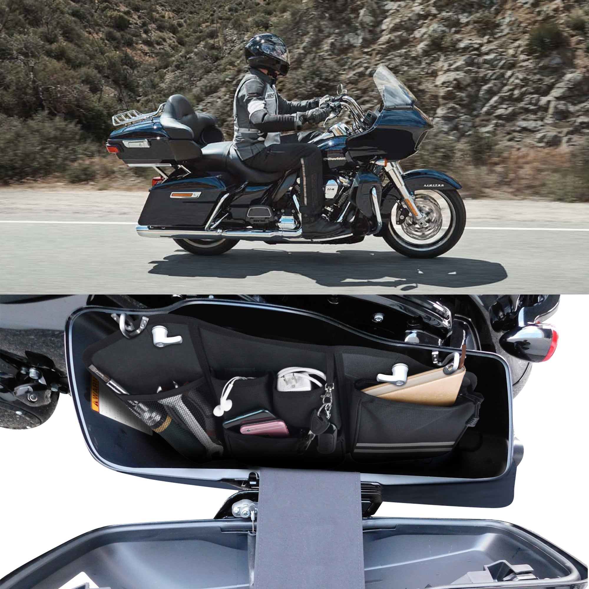 Saddle Bags Organizers Saddlebag Side Storage Bag for 2014-2020 Street Glide Road King Road Glide Electra Glide, 2 pack