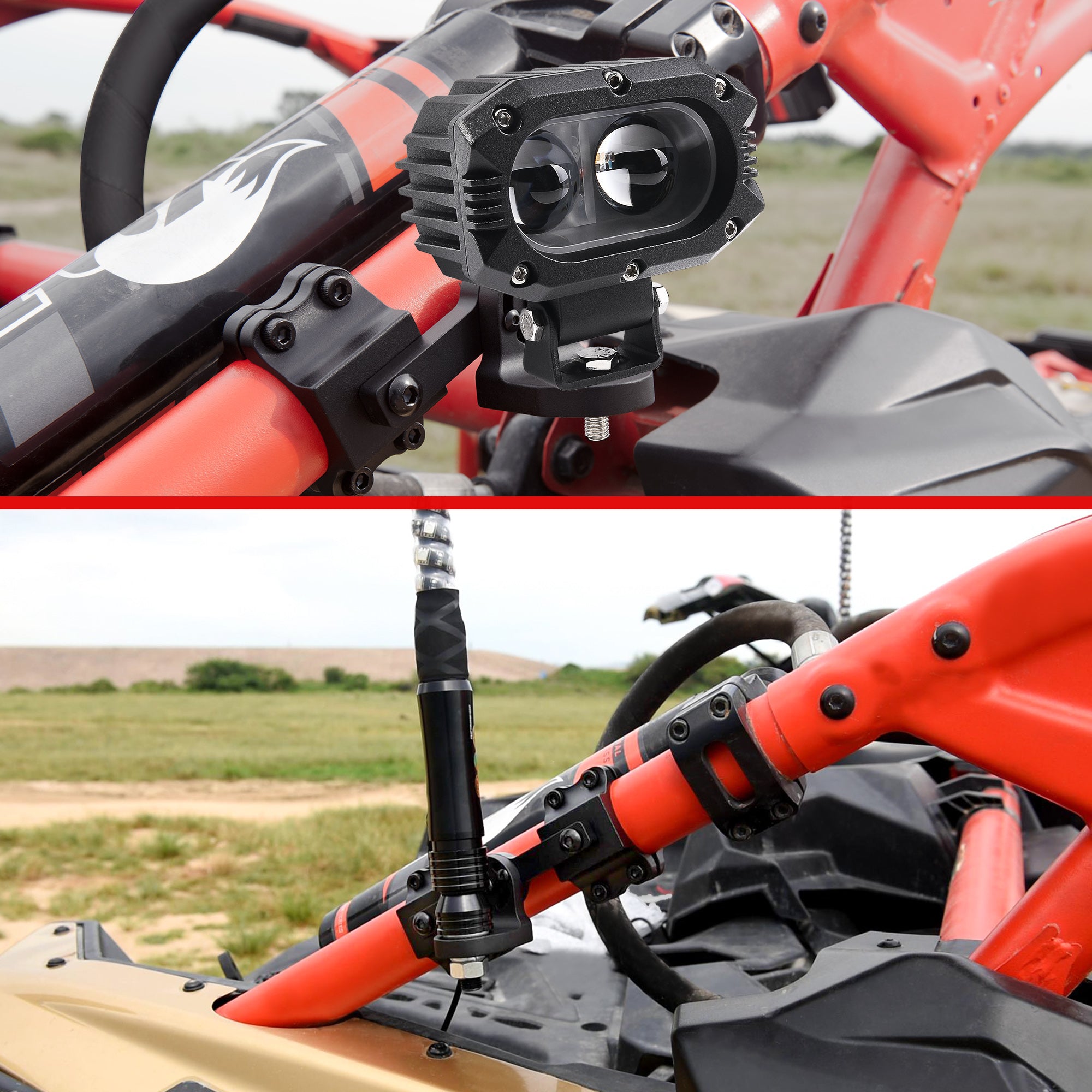 360° Adjustable UTV Flag Mount Whip Light Mount Antenna Bracket for 1.5 to 2 inch Roll Bar