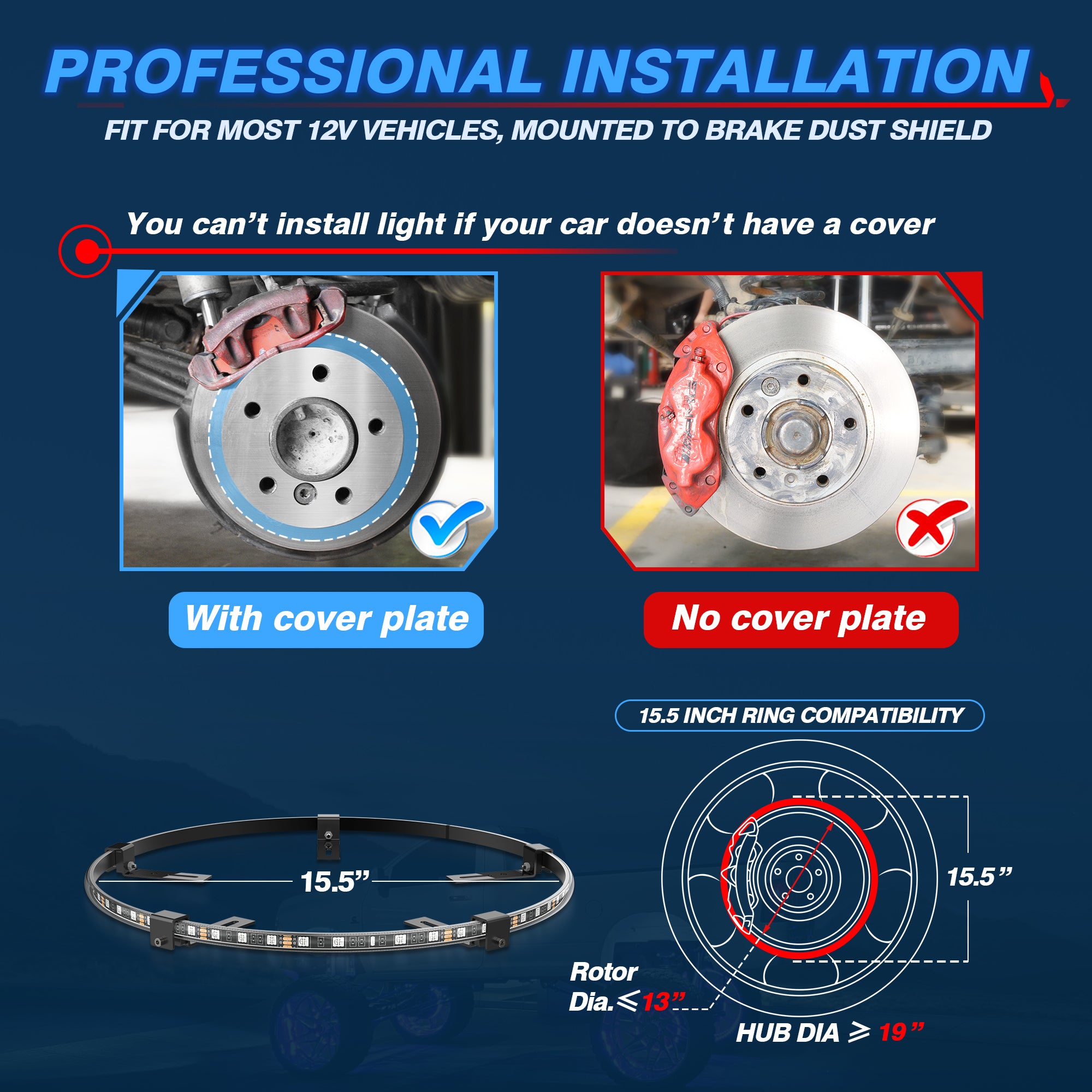 15.5'' RGBW LED Wheel Ring Lights 4pcs Neon Wheel Rim Lights w/Turn Signal & Braking Function