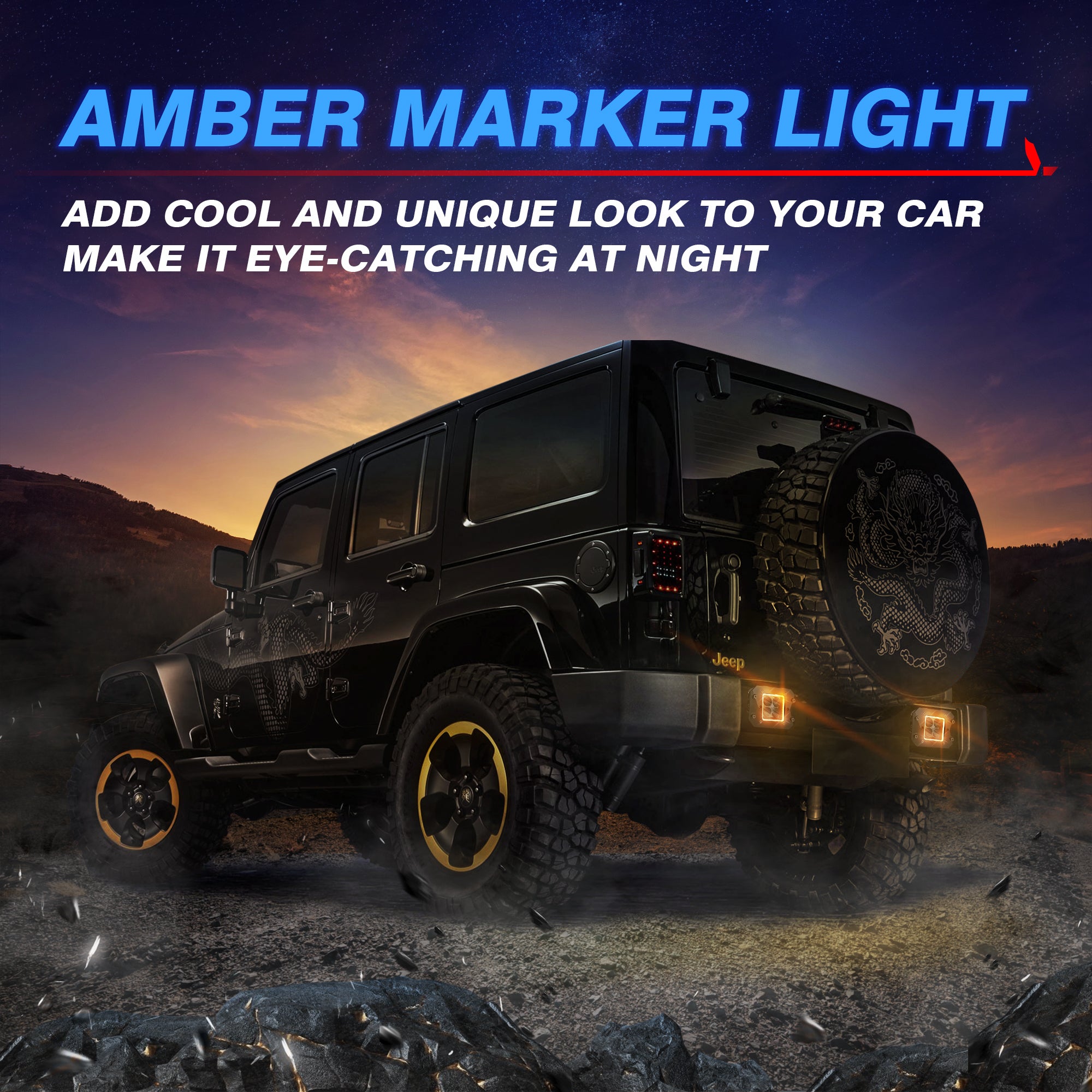 S1 Flush Mount Amber Led Pods Light - 20W Off Road Combo Driving Lights with Amber Marker Light (2pcs)