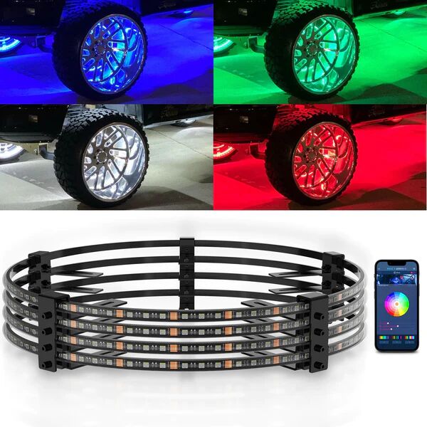 17.5″  RGBW LED Wheel Ring Lights 4pcs Neon Wheel Rim Lights w/Turn Signal & Braking Function