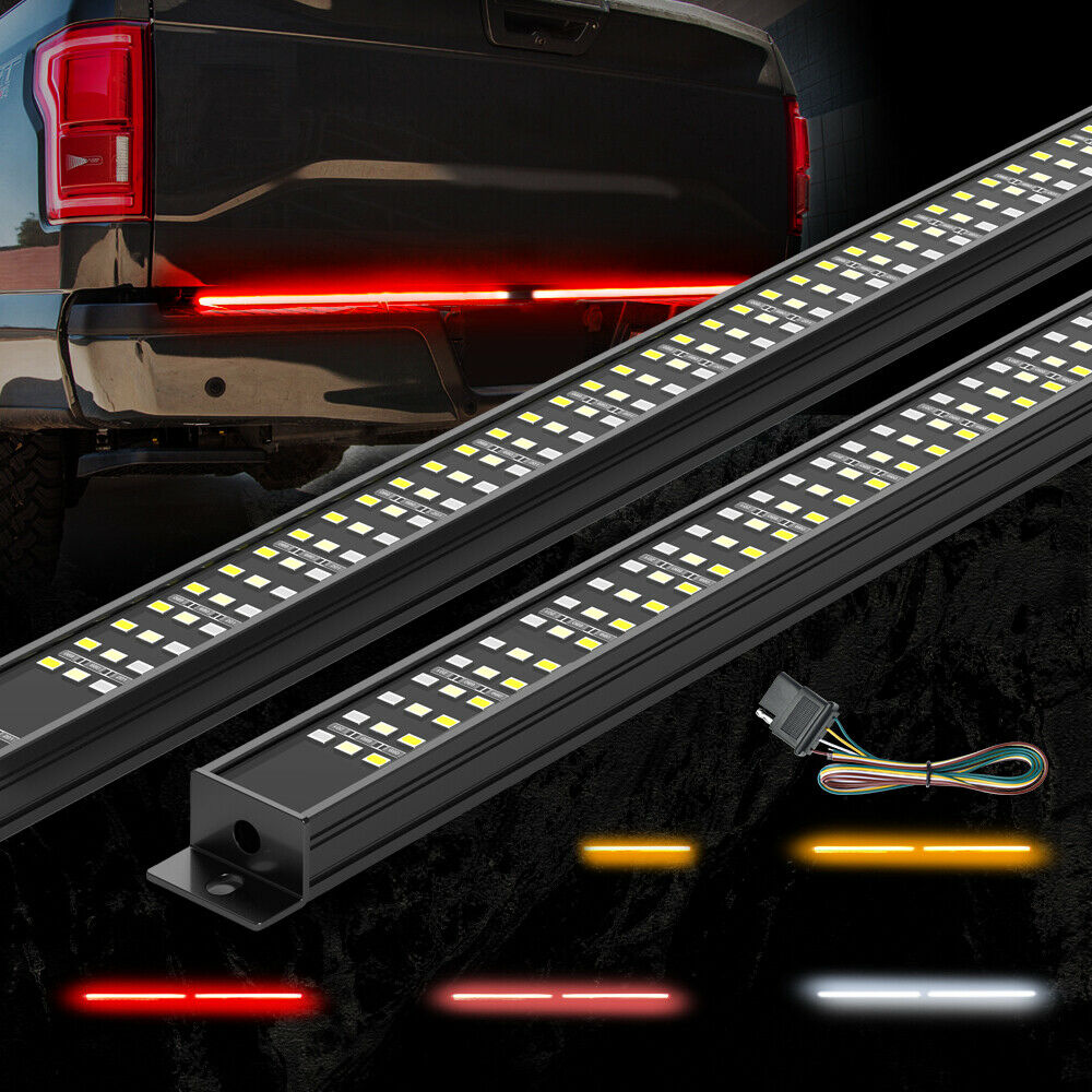 60" Aluminum Triple Tailgate Light Bar Strip Flow Amber Turn Signal