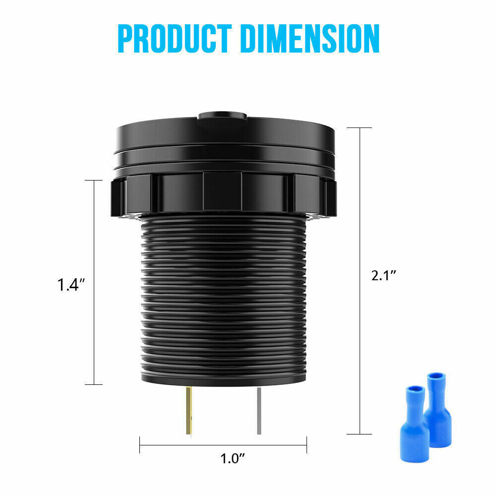 QC3.0 USB Fast Car Charger +Digital Voltmeter Switch for iPhone 13 12 Tablet GPS